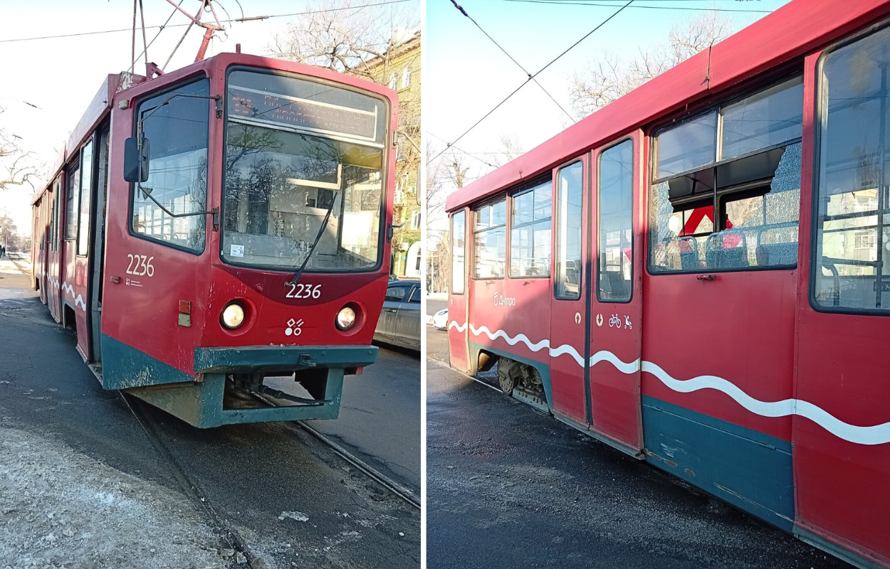 У Дніпрі вандали пошкодили трамвай: скло розбите